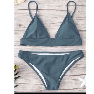 NWOT Zaful Blue Grey Bikini